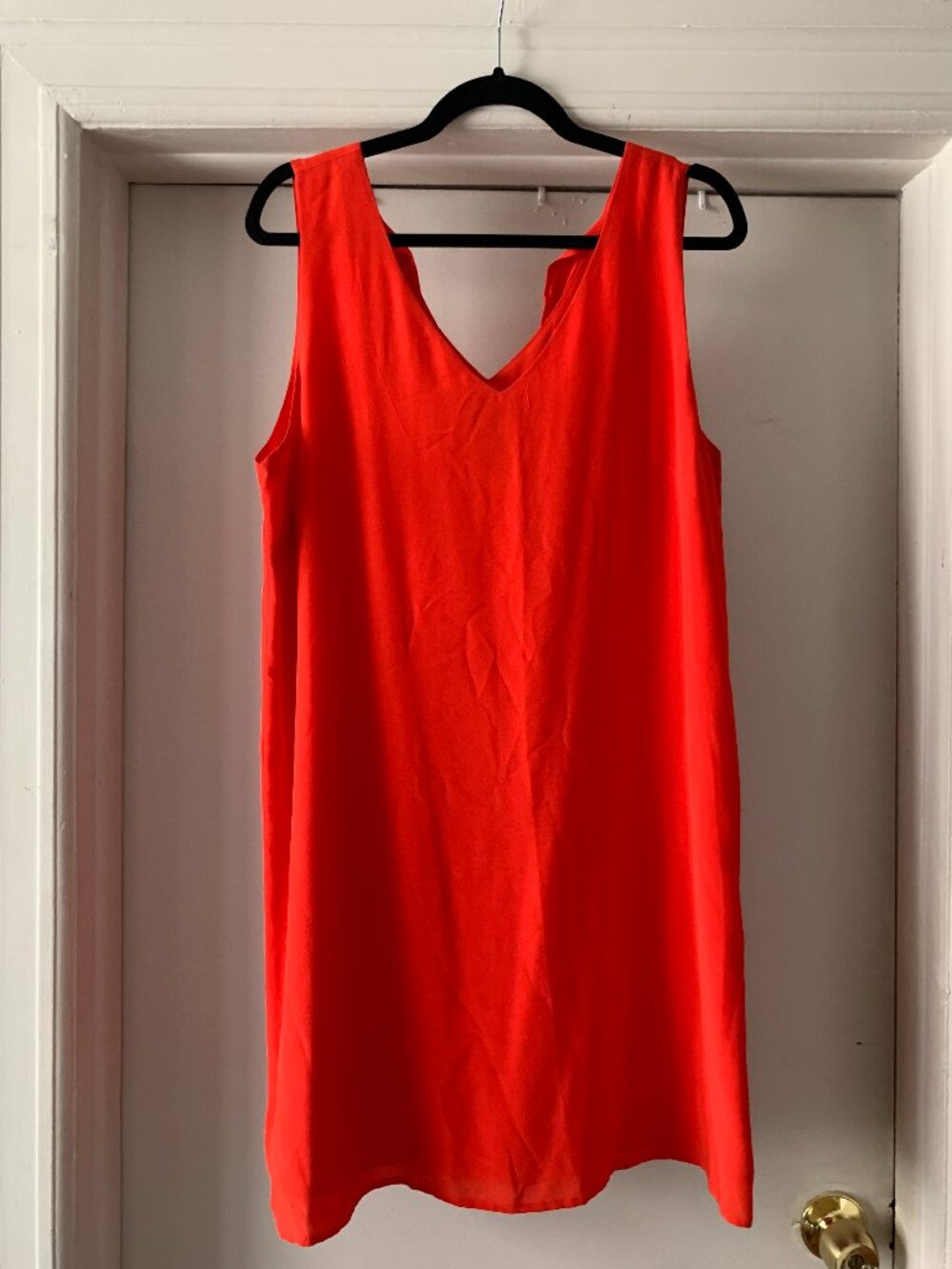Cynthia Rowley Red Sleeveless Shift Dress Minimalist V-Neck Size